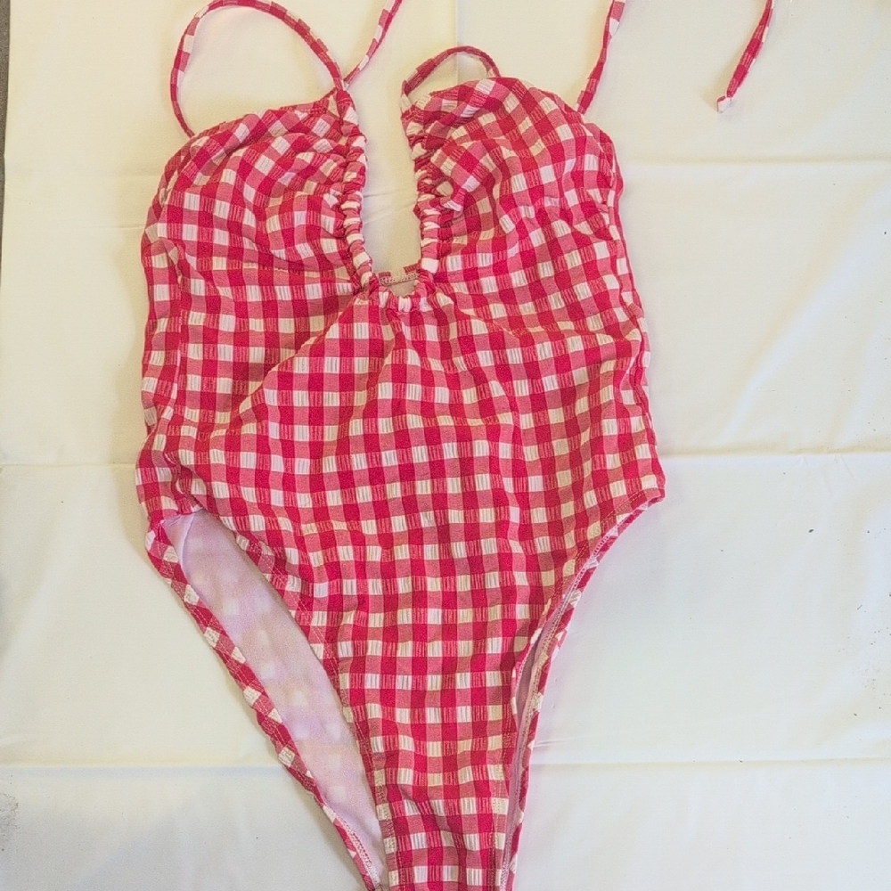 Wild Fable Pink and White Checkered Kids Swimsuit